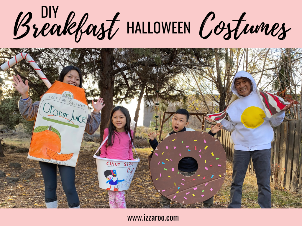 Family Halloween Costumes 2021 – Breakfast Theme – Orange Juice Costume – Cereal Bowl Costume – Donut Costume – Bacon and Eggs Costume